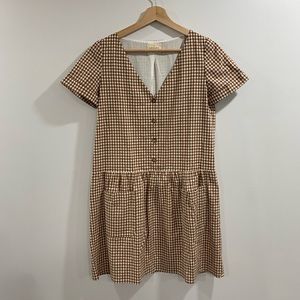 knee length dresses for ladies Brown Gingham Heidi Midi Dress